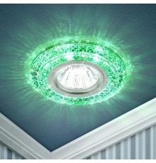 Светильник точечный встраиваемый DK LD3 MR16 3Вт GU5.3 прозрачный c белой и зеленой подсветкой  Б0019204  ЭРА