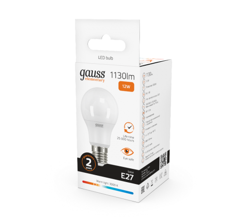 Лампа светодиодная LED 12Вт E27 220В 2700К Elementary A60  23212  Gauss