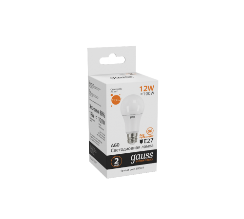 Лампа светодиодная LED 12Вт E27 220В 2700К Elementary A60  23212  Gauss