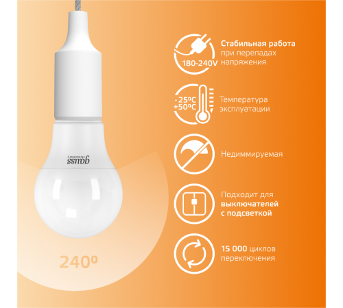 Лампа светодиодная LED 12Вт E27 220В 2700К Elementary A60  23212  Gauss