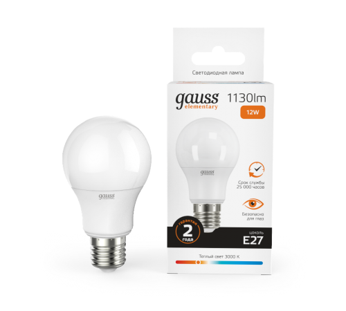 Лампа светодиодная LED 12Вт E27 220В 2700К Elementary A60  23212  Gauss