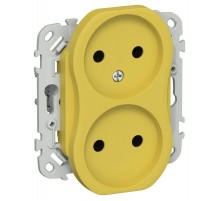 FLITE Розетка 2-ая без заземления без шторок 10А РС02-0-ФлЖК желтый карри  FI-R20-10-K44  IEK