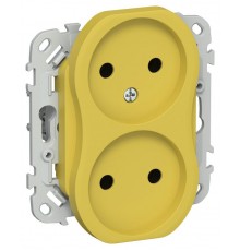 FLITE Розетка 2-ая без заземления без шторок 10А РС02-0-ФлЖК желтый карри  FI-R20-10-K44  IEK