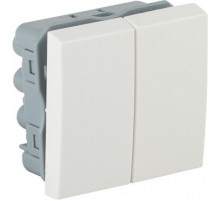 Выключатель модульный двухклавишный 45х45мм белый  АДЛ 13-905  Рувинил