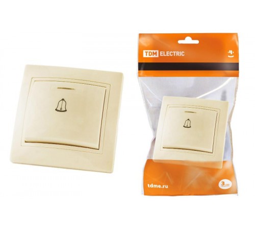 Кнопка звонковая с подсветкой 6А сл. кость "Таймыр"  SQ1814-0110  TDM