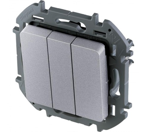 Inspiria Алюминий Выключатель 3-клавишный С/У без рамки  673642  Legrand