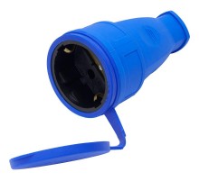 RST16-21-44 Розетка перенос 1-мест c/з с крышкой, каучук 250В,16А, IP44, сер Одри (РА 16-005), синий  39196  STEKKER