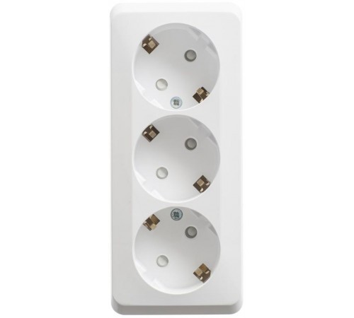 Этюд Белый О/У Розетка 3-ая с заземлением со шторками 16А 250B  PA16-012B  SE