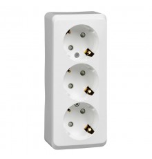 Этюд Белый О/У Розетка 3-ая с заземлением со шторками 16А 250B  PA16-012B  SE