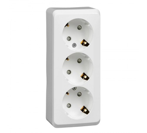 Этюд Белый О/У Розетка 3-ая с заземлением со шторками 16А 250B  PA16-012B  SE