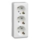 Этюд Белый О/У Розетка 3-ая с заземлением со шторками 16А 250B  PA16-012B  SE