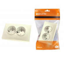 Розетка двойная 2П+З 16А 250В с защ. шт. сл. кость "Лама"   SQ1815-0113  TDM