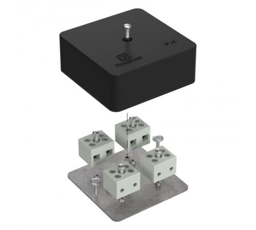 Коробка огнестойкая для кабель-канала 40-0450-FR6.0-8 Е15-Е120 RAL9005 75х75х30 (87 шт/кор) черная  40-0450-9005-FR6.0-8  Промрукав