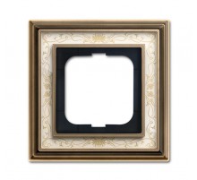 Рамка 1-постовая, серия Династия, Латунь античная, белая роспись  1754-0-4590   2CKA001754A4590  ABB