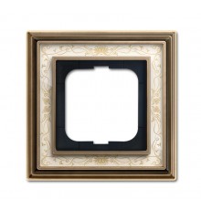 Рамка 1-постовая, серия Династия, Латунь античная, белая роспись  1754-0-4590   2CKA001754A4590  ABB