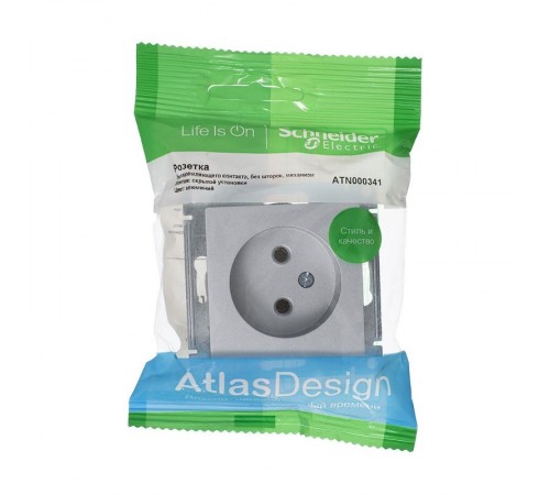 AtlasDesign Алюминий Розетка без заземления, 16А, механизм  ATN000341  SE