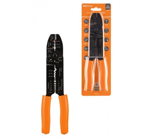 Клещи обжимные КО-У, универсальные (обжим, зачистка, винторез), "МастерЭлектрик"  SQ1001-0008  TDM