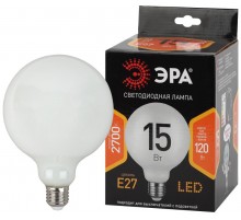 Лампа светодиодная F-LED G125-15w-827-E27 OPAL (филамент, шар опал, 15Вт, тепл, E27)  Б0047038  ЭРА
