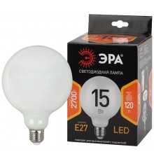 Лампа светодиодная F-LED G125-15w-827-E27 OPAL (филамент, шар опал, 15Вт, тепл, E27)  Б0047038  ЭРА