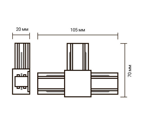 Коннектор для накладного шинопровода PTR CT-BL черный T-образный  5010857  Jazzway