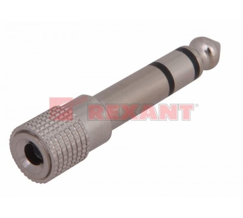 Переходник штекер стерео 6,3 мм - гнездо стерео 3,5 мм, металл  14-0205  REXANT