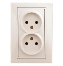 Розетка Intro Plano 1-204-02 без заземления двойная 2х2P, 16А-250В, IP20, СУ, Plano, слоновая кость  Б0053905  Intro