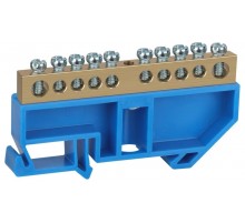 Шина PE "земля" на DIN-изол ШНИ-8х12-10-Д-синий NO-222-52 Б0033432  ЭРА