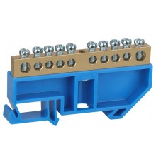 Шина PE "земля" на DIN-изол ШНИ-8х12-10-Д-синий NO-222-52 Б0033432  ЭРА