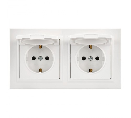 BRITE Розетка с крышкой 16А IP44 РСбш10-3-44-БрБ белый в сб 2шт  BR-R16-16-44-2-K01-F-PRO  IEK