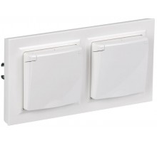 BRITE Розетка с крышкой 16А IP44 РСбш10-3-44-БрБ белый в сб 2шт  BR-R16-16-44-2-K01-F-PRO  IEK