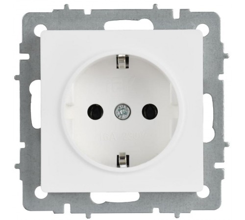 BRITE Розетка 1-местная с заземлением без защитных шторок 16А РС11-1-0-БрАБ арктический белый   BR-R11-16-K91  IEK