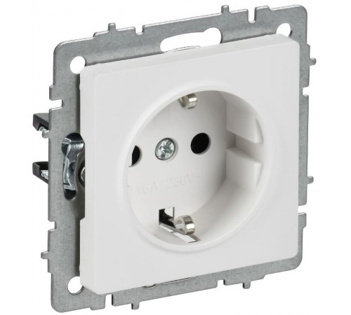 BRITE Розетка 1-местная с заземлением с защитными шторками 16А РС14-1-0-БрАБ арктический белый   BR-R14-16-K91  IEK