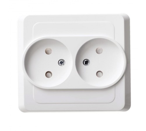 Этюд Белый С/У Розетка 2-ая без заземления с защитными шторками  PC16-006B  SE