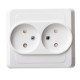 Этюд Белый С/У Розетка 2-ая без заземления с защитными шторками  PC16-006B  SE