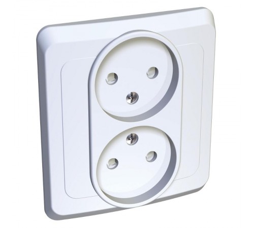 Этюд Белый С/У Розетка 2-ая без заземления с защитными шторками  PC16-006B  SE