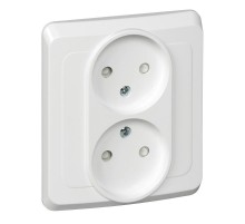 Этюд Белый С/У Розетка 2-ая без заземления с защитными шторками  PC16-006B  SE