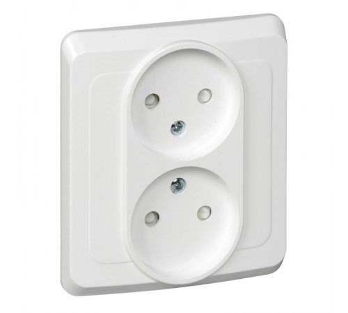 Этюд Белый С/У Розетка 2-ая без заземления с защитными шторками  PC16-006B  SE