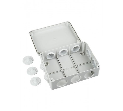 Коробка распределительная КМ41243 для о/п 190х140х70 мм IP44 (RAL7035, 10 гермовводов)  UKO11-190-140-070-K41-44  IEK