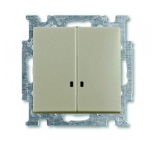 ABB Basic 55 Шампань Выключатель 2-клавишный с подсветкой  1012-0-2168   2CKA001012A2168  ABB