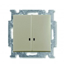 ABB Basic 55 Шампань Выключатель 2-клавишный с подсветкой  1012-0-2168   2CKA001012A2168  ABB