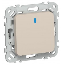 FLITE Переключатель 1-клавишный с индикацией 10А ВС61-1-1-ФлЛ льняной  FI-V12-1-10-1-K88  IEK