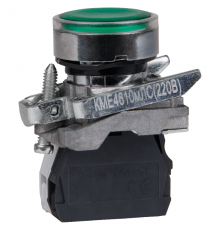 Кнопка КМЕ4540мЛС-24В-зеленый-4но+0нз-цилиндр-индикатор-IP54 289920  КЭАЗ