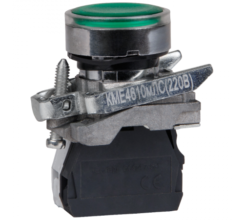 Кнопка КМЕ4540мЛС-24В-зеленый-4но+0нз-цилиндр-индикатор-IP54 289920  КЭАЗ