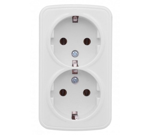 Минск Розетка 2-местная ОП 16А с заземлением белая EKF Basic  EGR16-128-10  EKF