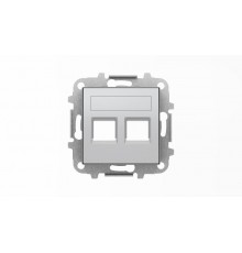 Накладка для 2-х суппортов/разъёмов типа 2017... и/или 2018..., со шторками и полем для надписи, серия SKY, цвет серебристый алюмини2CLA851820A1301 