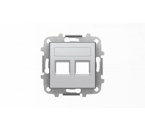 Накладка для 2-х суппортов/разъёмов типа 2017... и/или 2018..., со шторками и полем для надписи, серия SKY, цвет серебристый алюмини2CLA851820A1301 