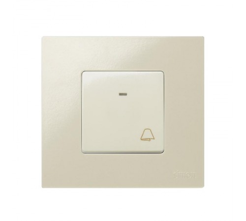 Simon 27 Выключатель 1-кл кнопочный с подсветкой, с пиктограммой "звонок", широкий модуль, 10А 250В,  27160-62  Simon