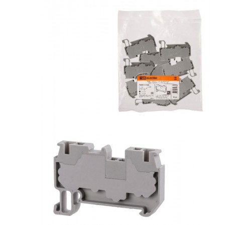 Зажим клеммный безвинтовой ЗКБ быстрого зажима 4 мм2 32А серый (Ph-C PT 4)  SQ0822-0166  TDM