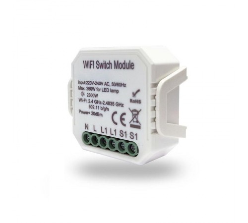 Одноканальное Wi-Fi реле-выключатель 1 x 2300Вт / 250Вт для LED RL1001-SM  RL1001-SM  DENKIRS