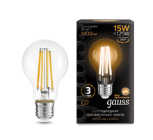 Лампа светодиодная Filament А60 15W 1400lm 2700К Е27 LED  102902115  Gauss